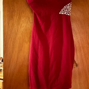 Elegant Ruby Red Prom Dress with Embellishments
